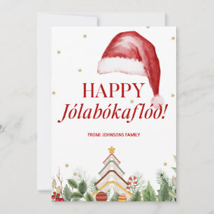 Happy Jolabokaflod Icelandic Book Cute Christmas Holiday Card