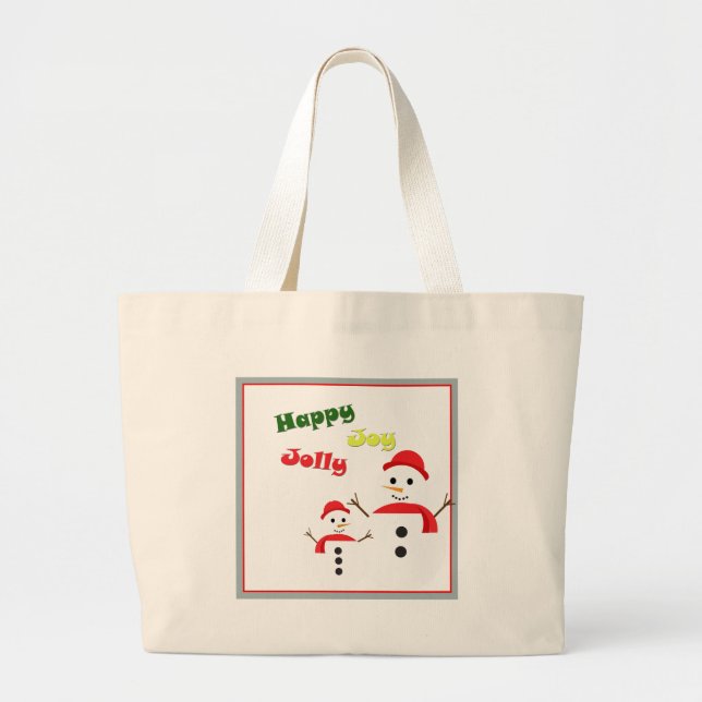 Happy Jolly Joy Large Tote Bag (Front)