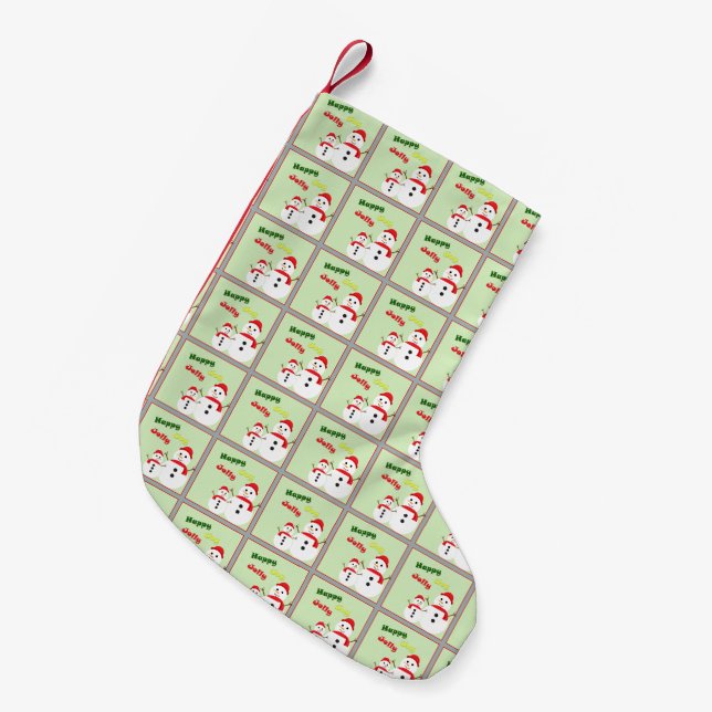 Happy Jolly Joy Small Christmas Stocking (Front (Hanging))