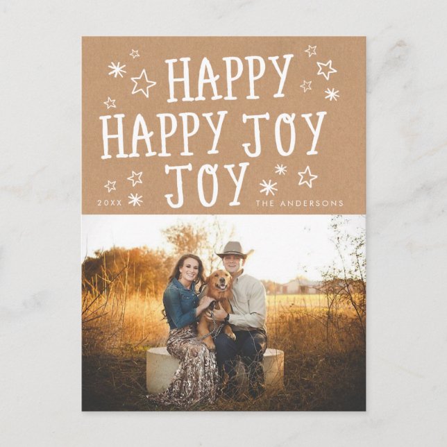 Happy Joy Holiday Christmas Photo Postcard (Front)