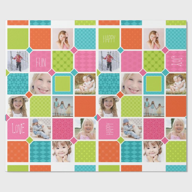 Happy Joyful Fun Photo Wrapping Paper (Flat)