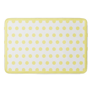 Happy Joyful Yellow Polkadots Yellow Border Bath Mat