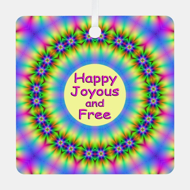 Happy,Joyous and Free Mandala Metal Tree Decoration (Front)