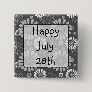 Happy July 28th Floral Pretty Happy Message Button