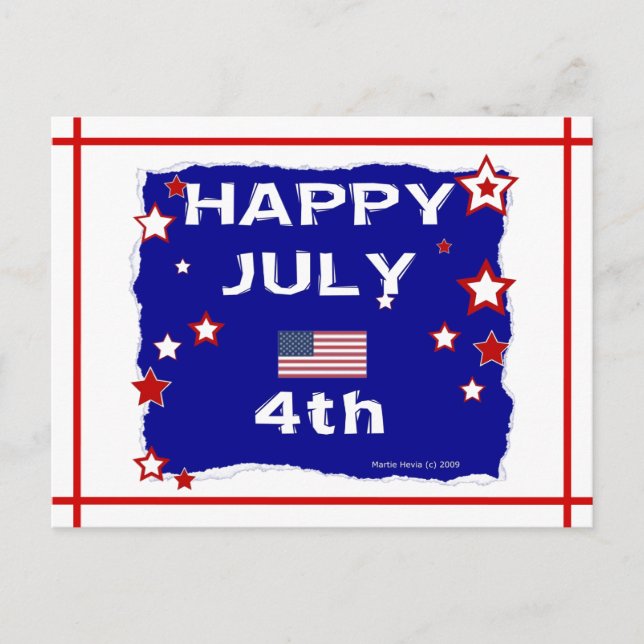 Happy July 4th | Blue Beach Song™ Postcard (Front)