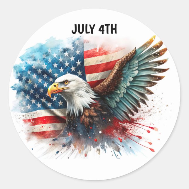 Happy July 4th Classic Round Sticker (Front)