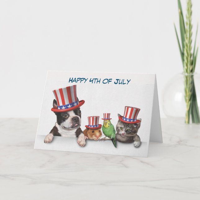 Happy July 4th Folded Holiday Card (Front)