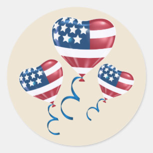 Happy July 4th heart balloons Classic Round Sticker