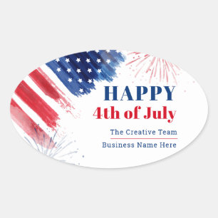 Happy July 4th Independence Day USA Business Oval Sticker