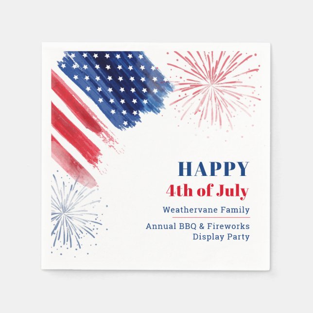 Happy July 4th Independence Day USA Family Paper Napkin (Front)