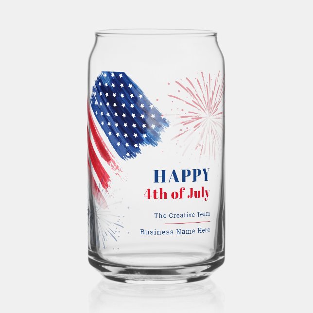 Happy July 4th Independence Day USA Party Can Glass (Front)