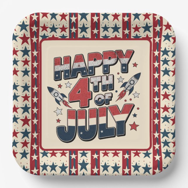 Happy July 4th  Paper Plate (Front)