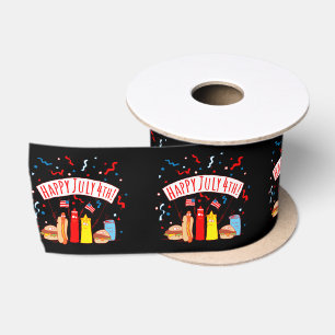 Happy July 4th Picnic Satin Ribbon