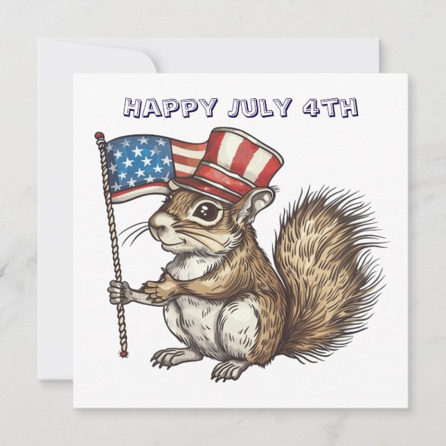 Happy July 4th squirrel Invitation (Front)