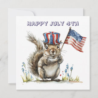 Happy July 4th squirrel Invitation