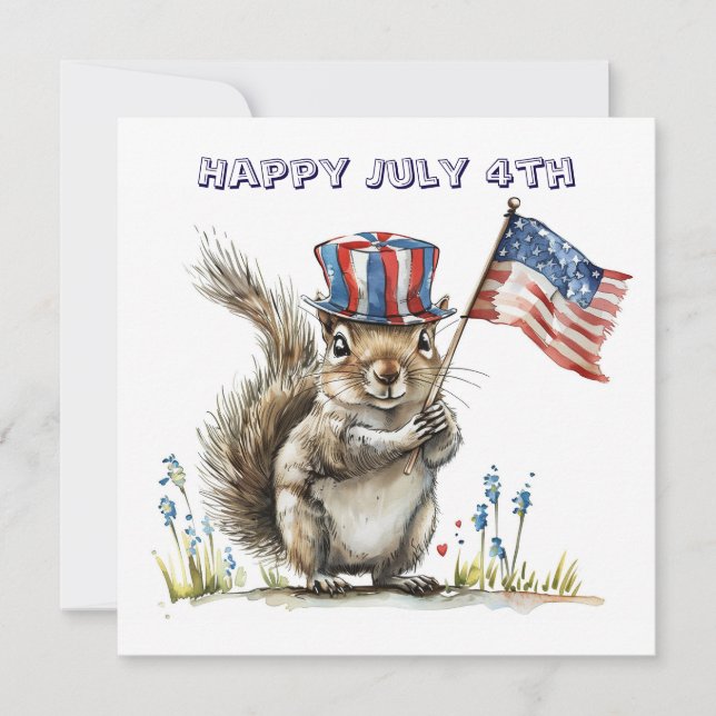 Happy July 4th squirrel Invitation (Front)