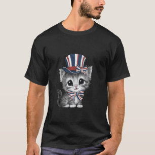 Happy July 4th, USA Flag Cat Funny T-Shirt