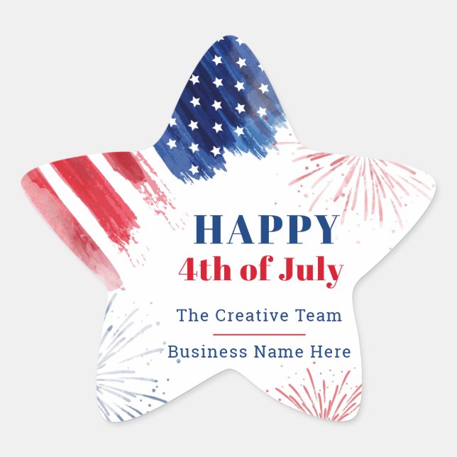 Happy July 4th USA Independence Day Business Star Sticker (Front)