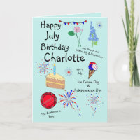 Happy July Birthday Folded Greeting Card
