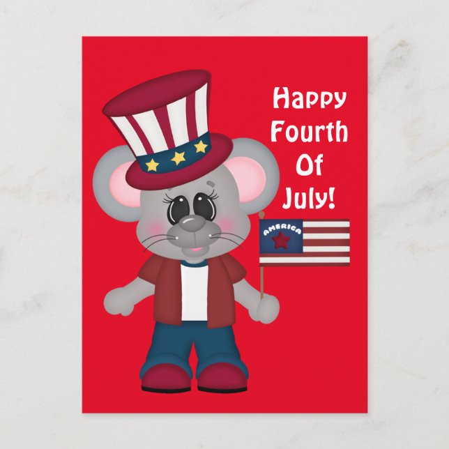 Happy July Fourth Mouse postcard (Front)
