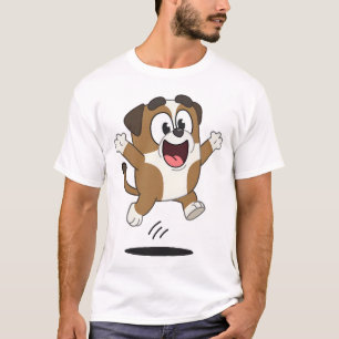 Happy Jumping Cartoon Dog T-Shirt
