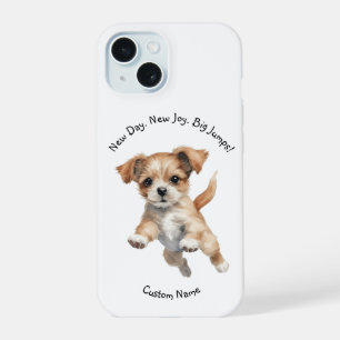 Happy Jumping Dog Art – Happy iPhone 15 Case