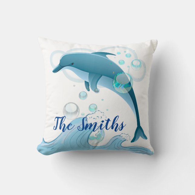 Happy Jumping Dolphin with Bubbles Cushion (Front)