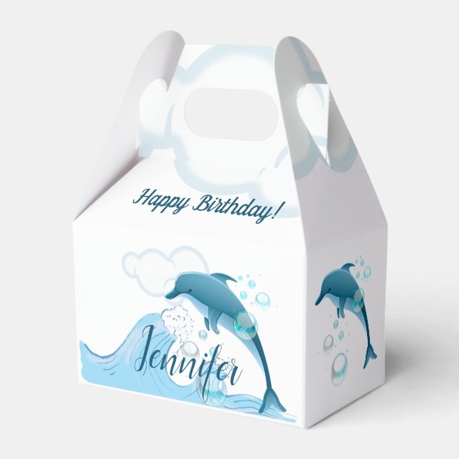 Happy Jumping Dolphin with Bubbles Favour Box (Front Side)
