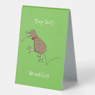 Happy jumping kiwi with bow tie cartoon design