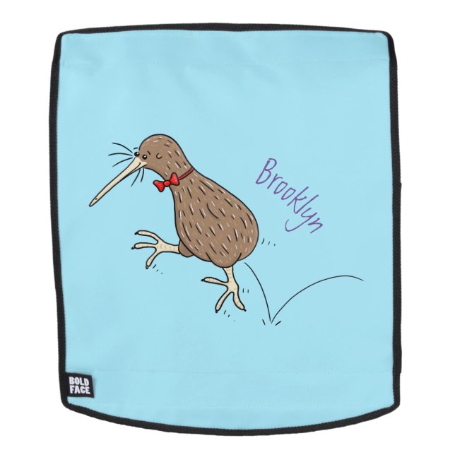 Happy jumping kiwi with bow tie cartoon design backpack (Removable Face)
