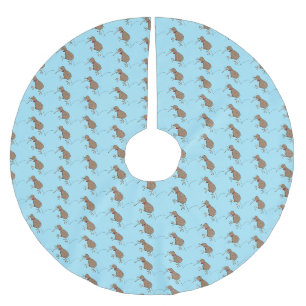 Happy jumping kiwi with bow tie cartoon design brushed polyester tree skirt