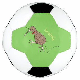 Happy jumping kiwi with bow tie cartoon design football
