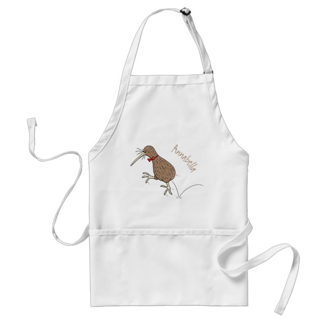 Happy jumping kiwi with bow tie cartoon design standard apron (Front)