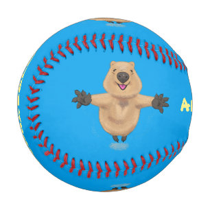Happy jumping quokka cartoon design  baseball
