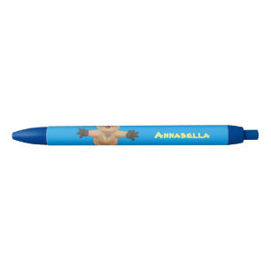 Happy jumping quokka cartoon design black ink pen