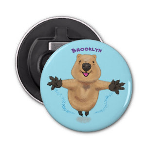 Happy jumping quokka cartoon design bottle opener