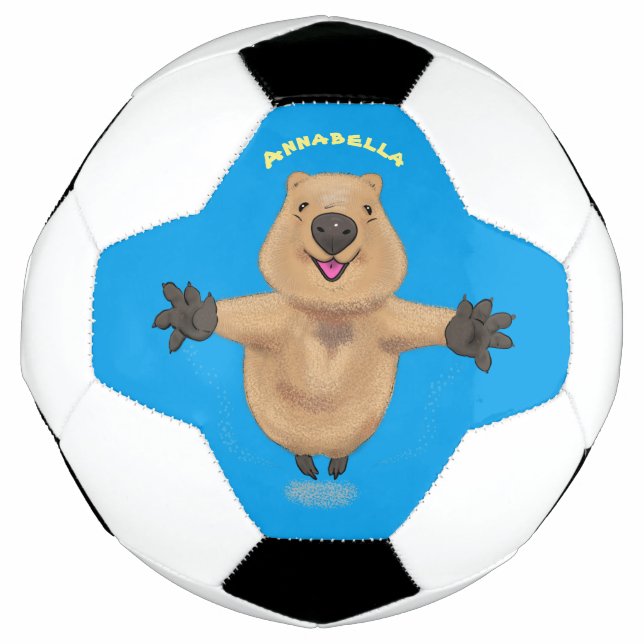 Happy jumping quokka cartoon design  football (Front)