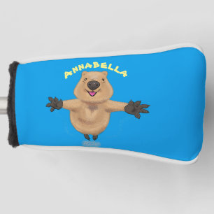 Happy jumping quokka cartoon design golf head cover