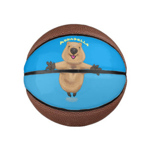 Happy jumping quokka cartoon design mini basketball