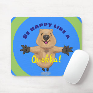 Happy jumping quokka cartoon design mouse mat