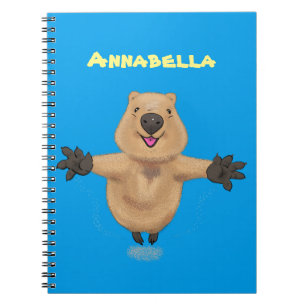 Happy jumping quokka cartoon design notebook