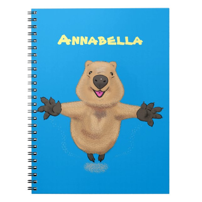 Happy jumping quokka cartoon design notebook (Front)