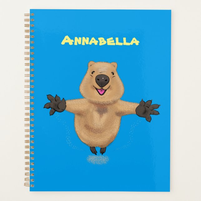 Happy jumping quokka cartoon design planner (Front)