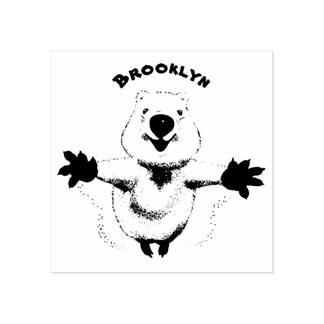 Happy jumping quokka cartoon design rubber stamp (Imprint)