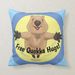 Happy jumping quokka cartoon illustration cushion