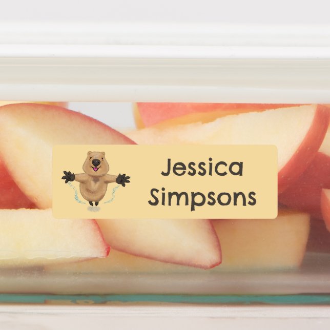 Happy jumping quokka cartoon personalised (Affixed)