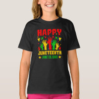 Happy Juneteenth Black Red Green Yellow Hands