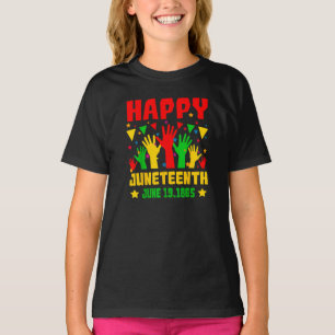 Happy Juneteenth Black Red Green Yellow Hands      T-Shirt