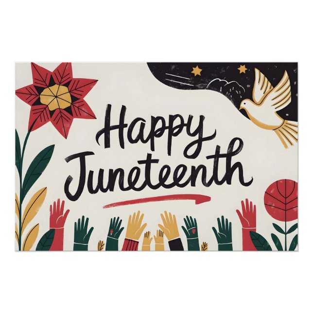 Happy Juneteenth Colourful Freedom Day Design Poster (Front)