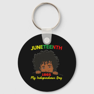 Happy Juneteenth Independence Teen Youth Afro Locs Key Ring